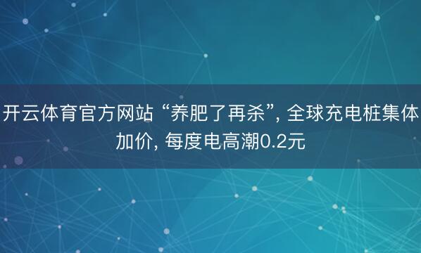 开云体育官方网站 “养肥了再杀”, 全球充电桩集体加价, 每度电高潮0.2元
